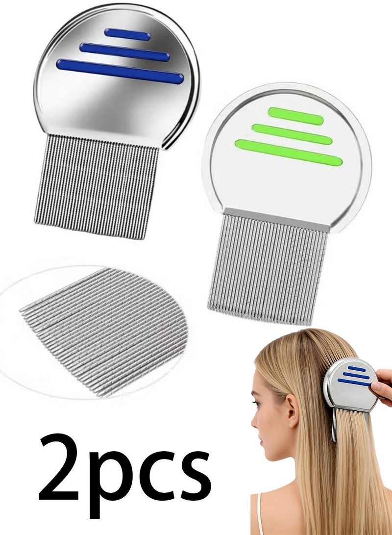 مشط القمل - مشط احترافي من الفولاذ المقاوم للصدأ - نتائج سريعة لعلاج قمل الرأس - مناسب لجميع أنواع الشعر | مشط القشرة | مشط الصدفية - فرشاة القمل (عبوتان) - Image 1